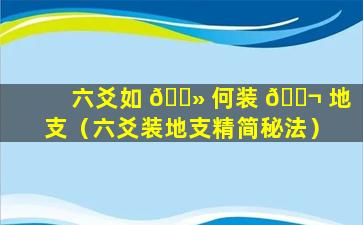 六爻如 🌻 何装 🐬 地支（六爻装地支精简秘法）